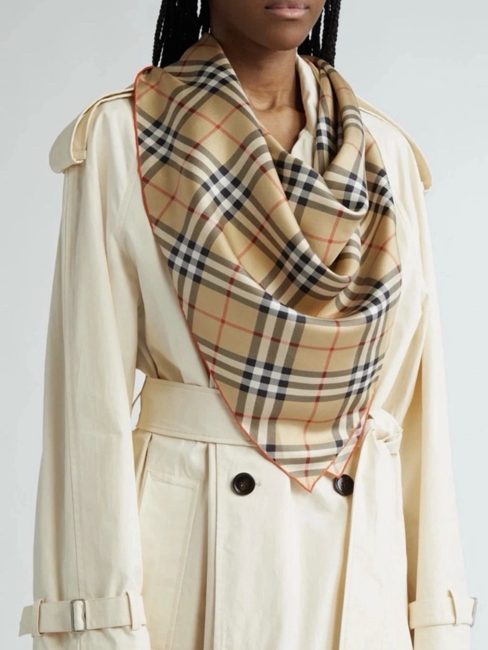 Burberry Check Square Silk Twill Scarf